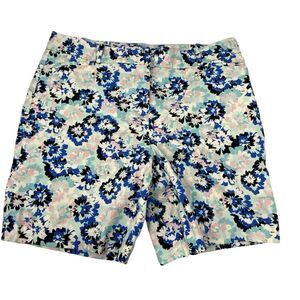 Talbots Chino Shorts Casual Flat Front  Women's Pink Blue Pink Floral Size 10